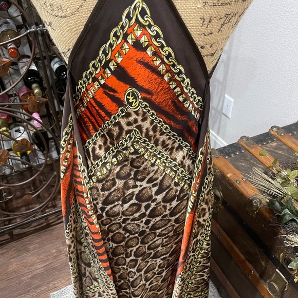 MICHAEL Michael Kors Brown and Orange Midi Dress Size S/M - Picture 7 of 13